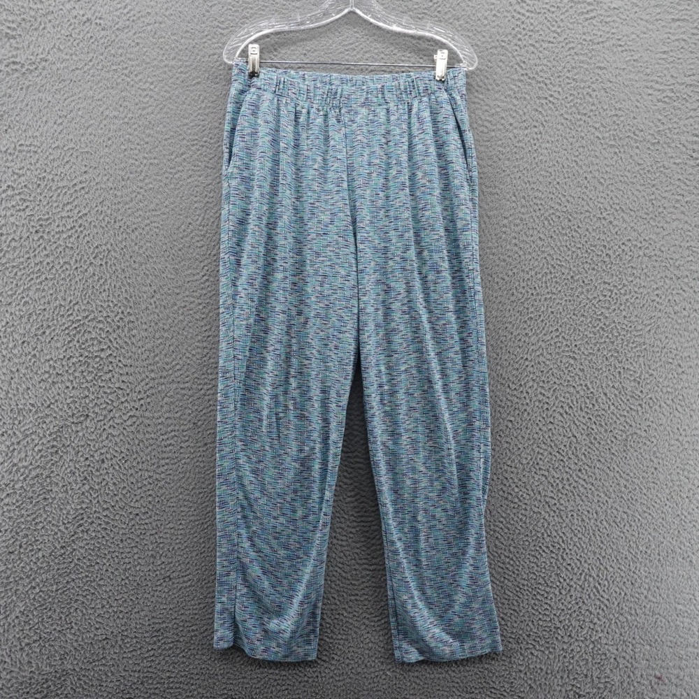 Lands End Lounge Pants Blue Green Womens Medium Pull On Cotton Blend Casual